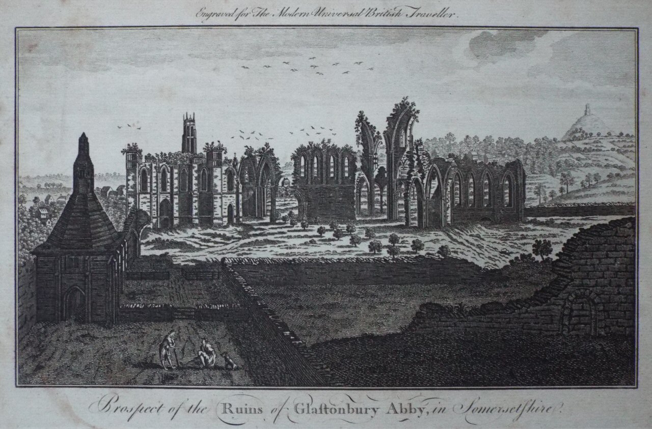 Print - Prospect of the Ruins of Glastonbury Abby, in Somesetshire.